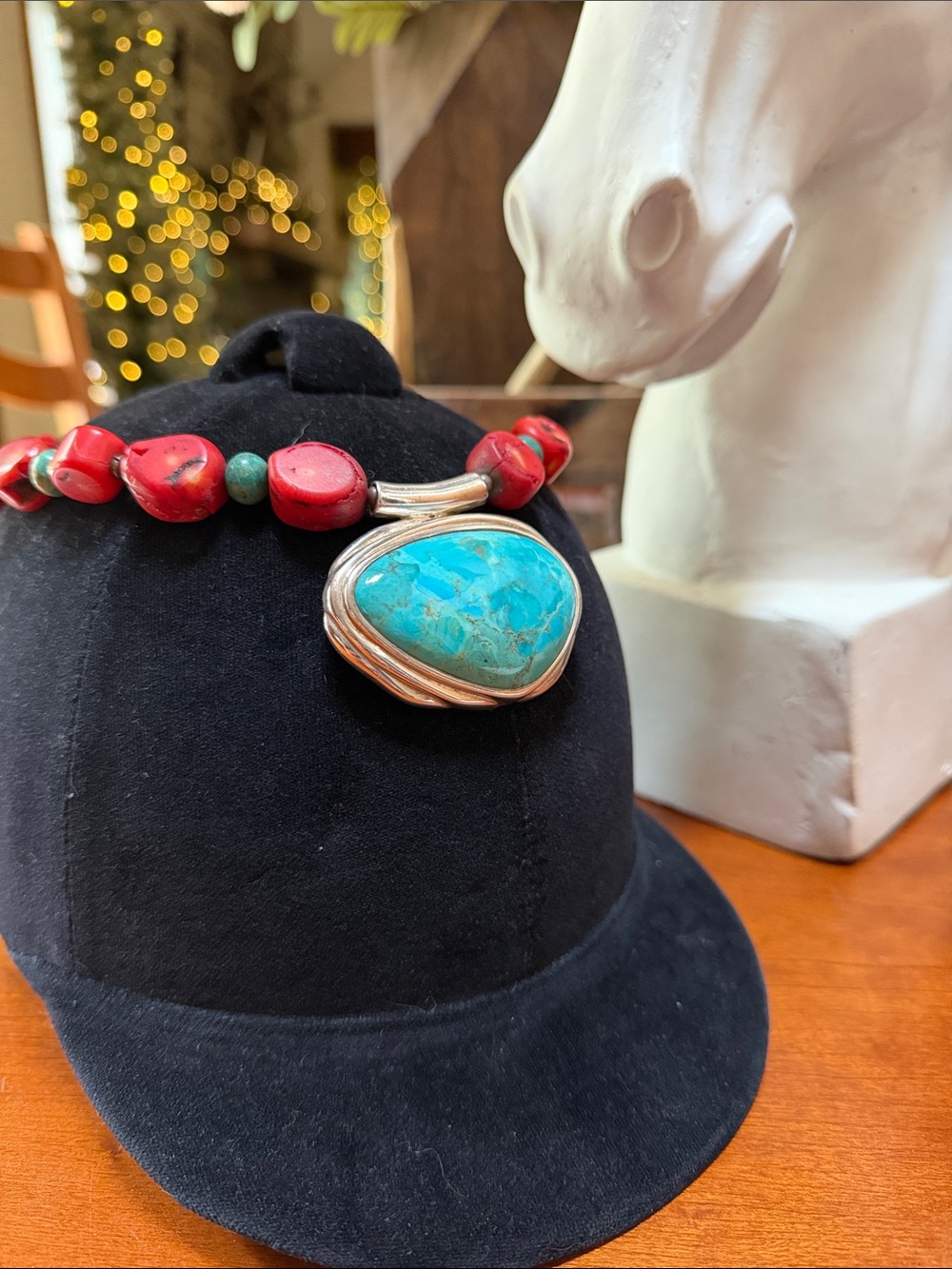 BARSE -Show stopper!! Chucky Coral, Turquoise ‘ Sterling silver necklace - Picture 10 of 11